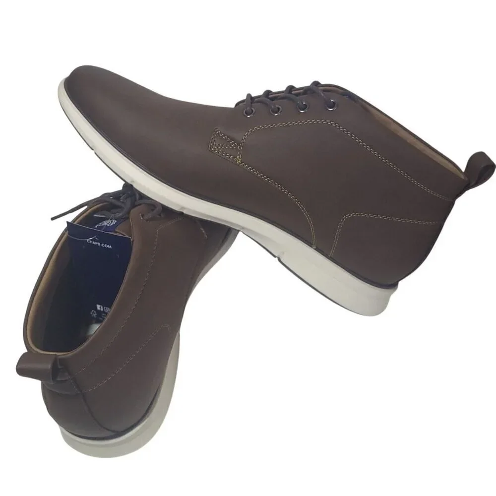 Men's Brown Lace Up Ankle Boots with Rubber Sole, Size 11.5 NWT.
